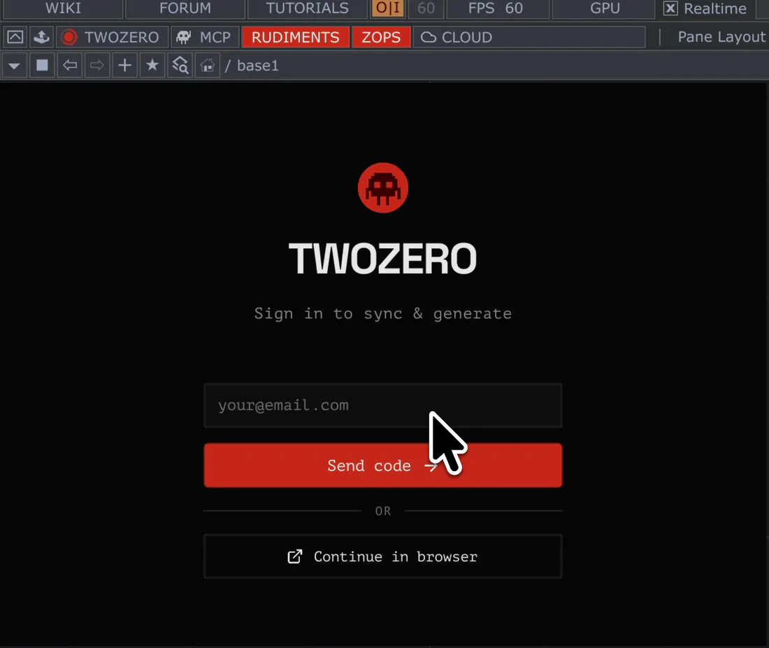 Signing the plugin in: Continue in browser at the bottom